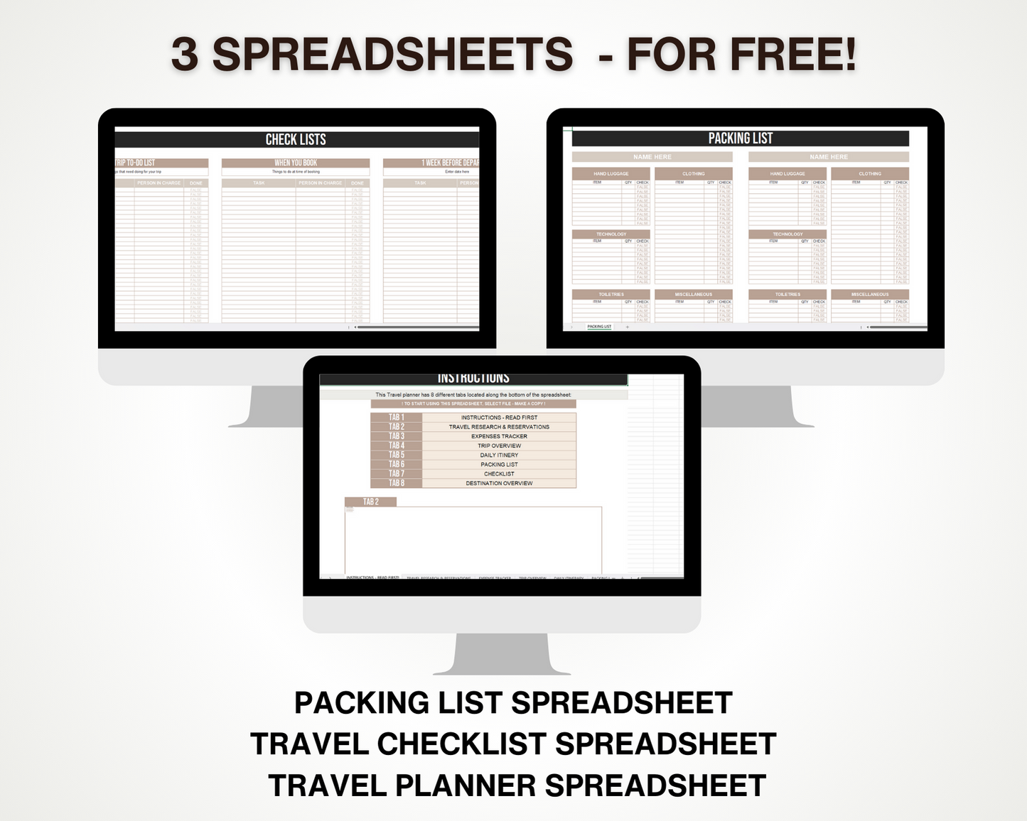 Printable Travel Planner & Travel Organisation Spreadsheets