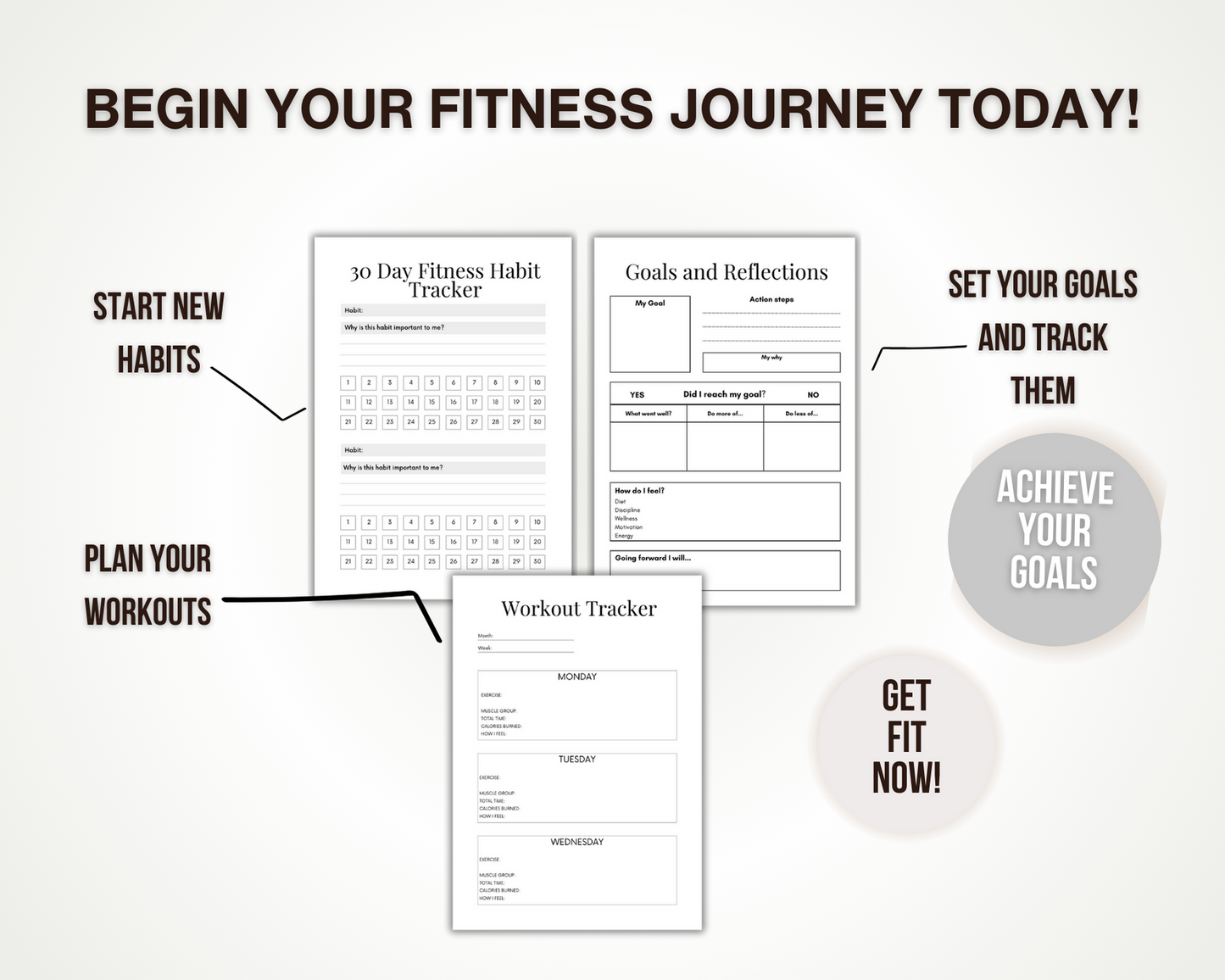 Printable Fitness Planner and Tracker