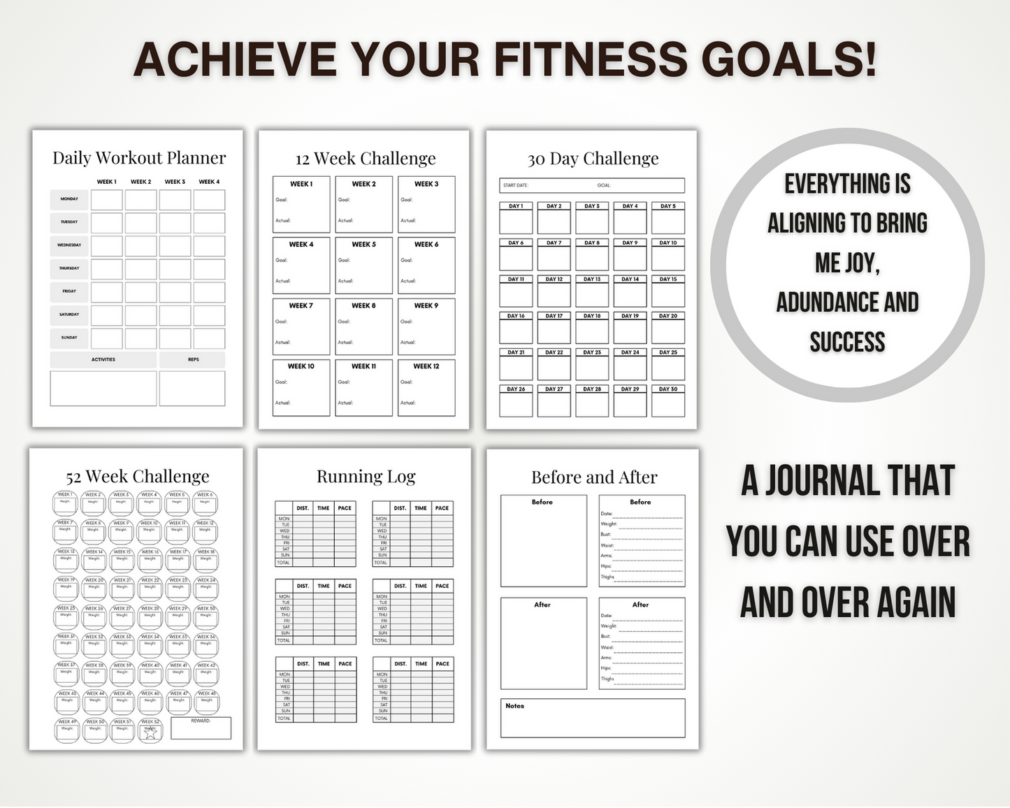 Printable Fitness Planner and Tracker