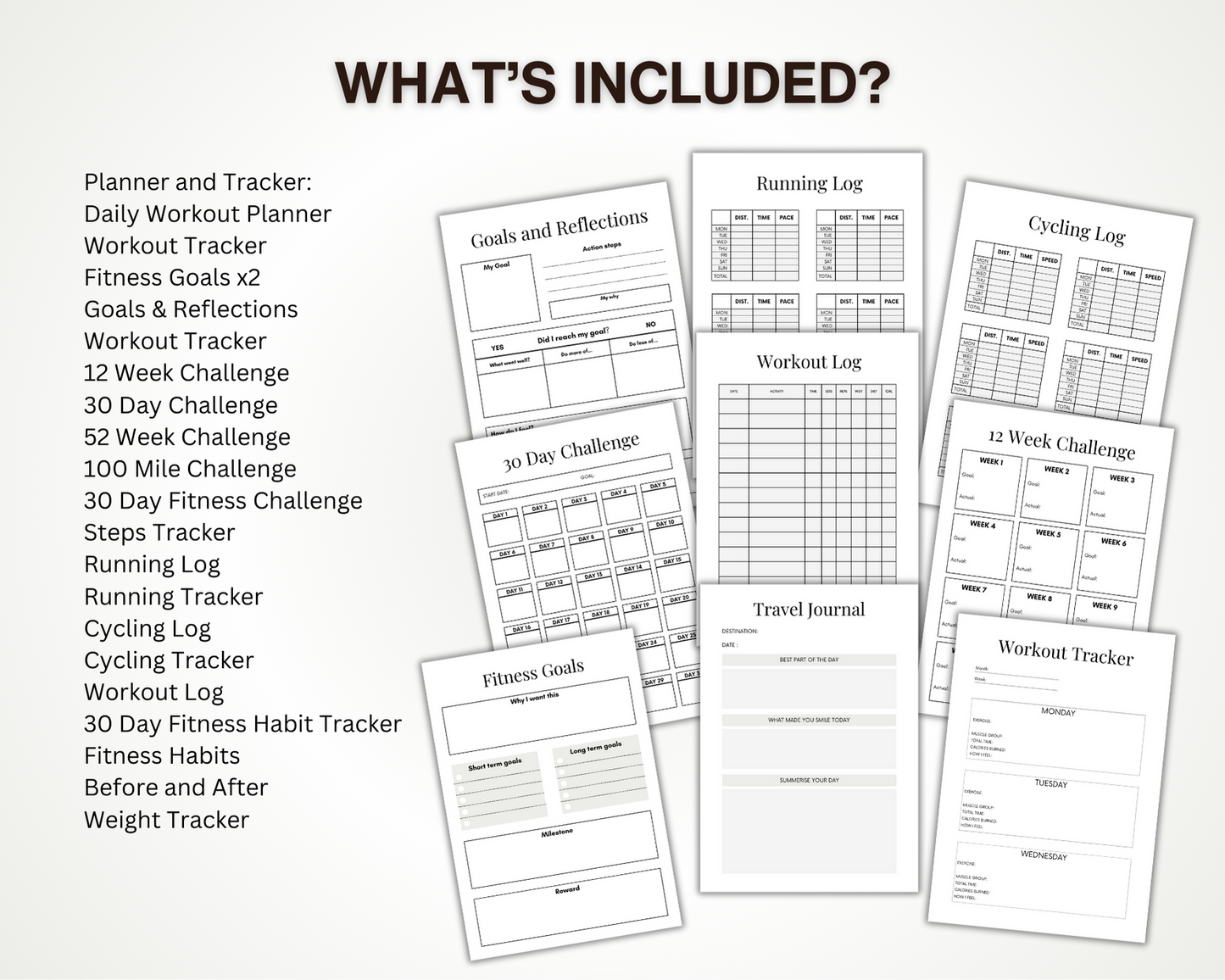 Printable Fitness Planner and Tracker