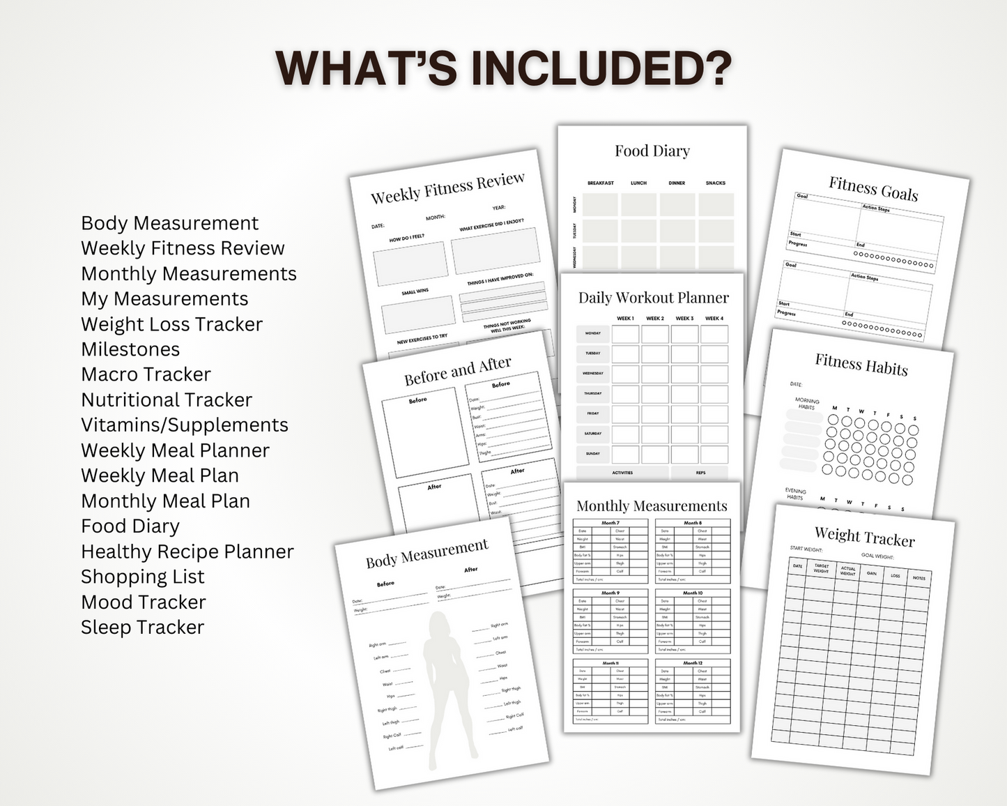 Printable Fitness Planner and Tracker