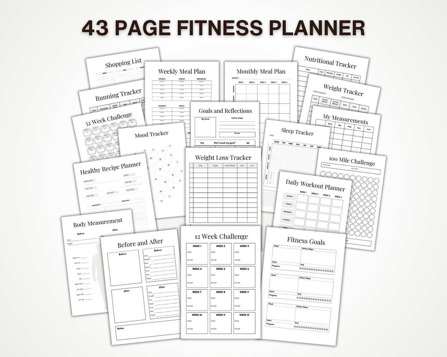 Printable Fitness Planner and Tracker