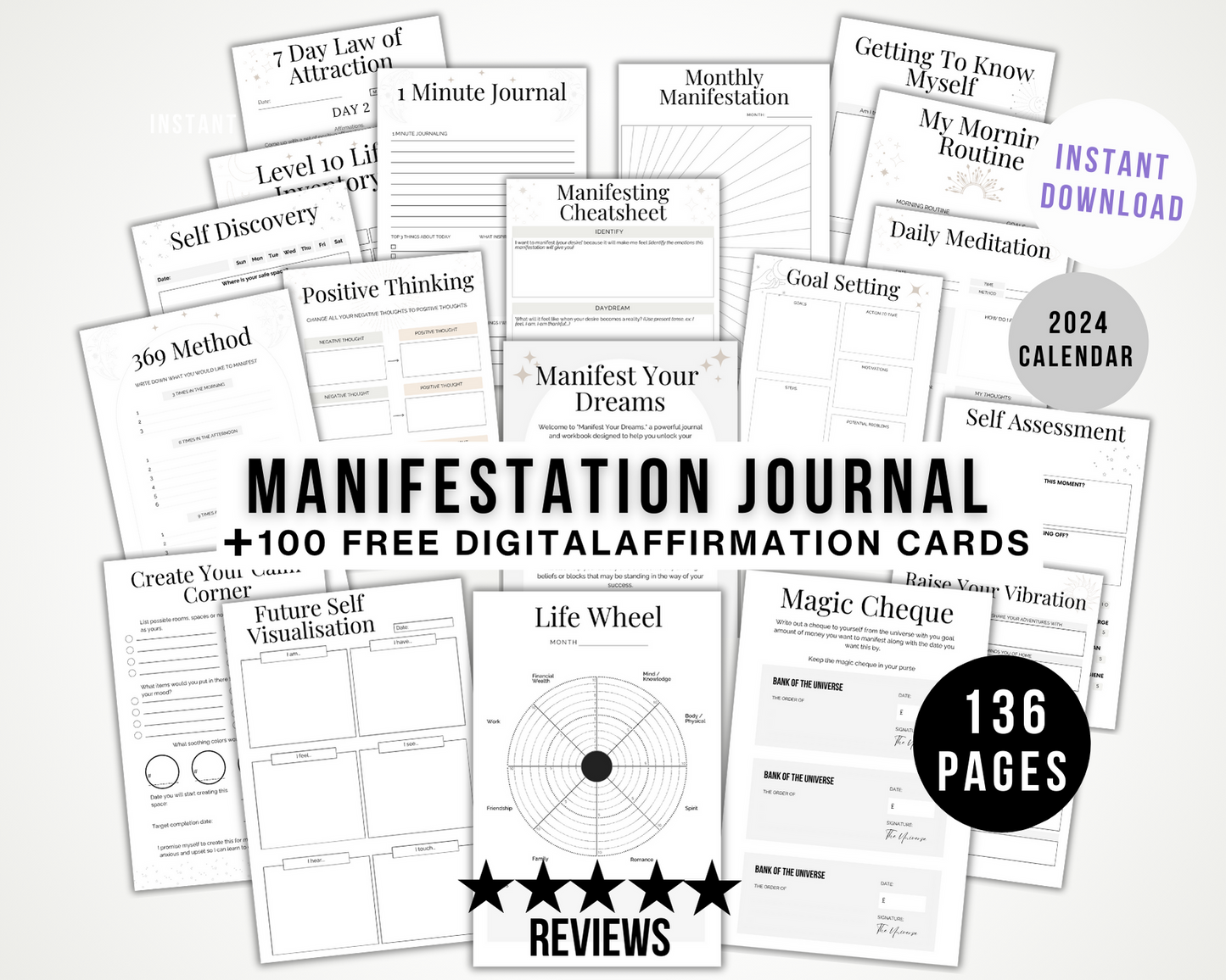 Ultimate Printable Planner Bundle Manifestation Journal, Gratitude Journal, Goal Planner, Task Organiser