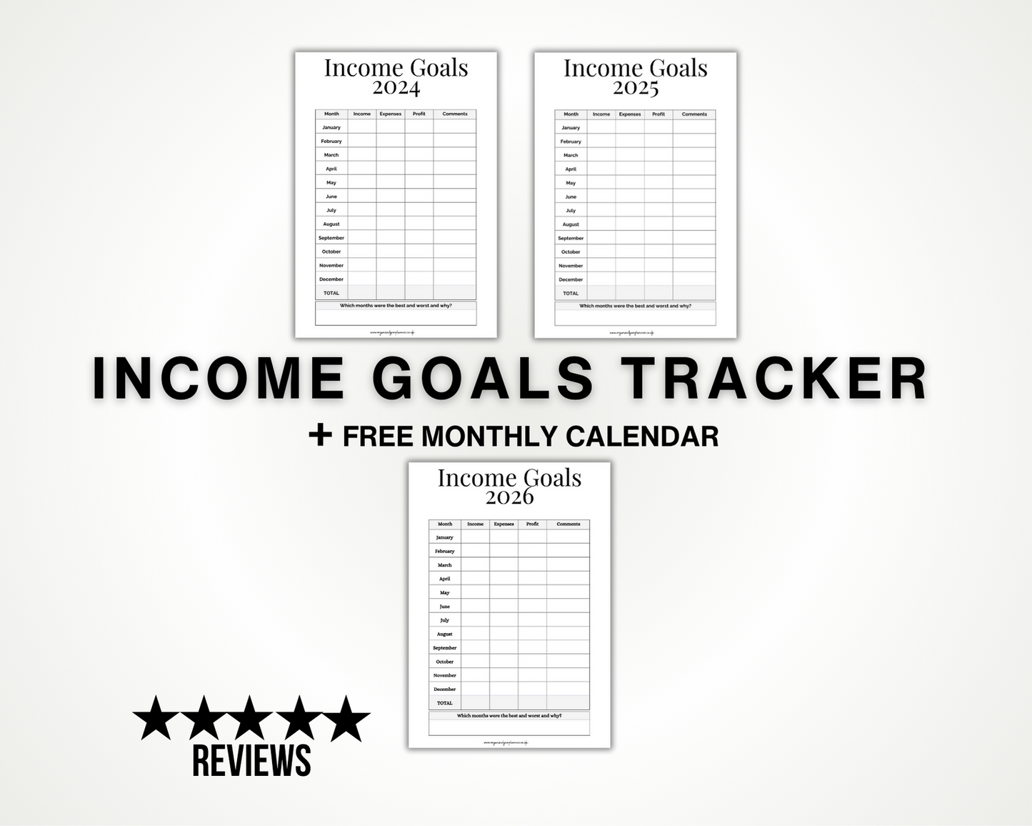 Printable Income Goals Tracker