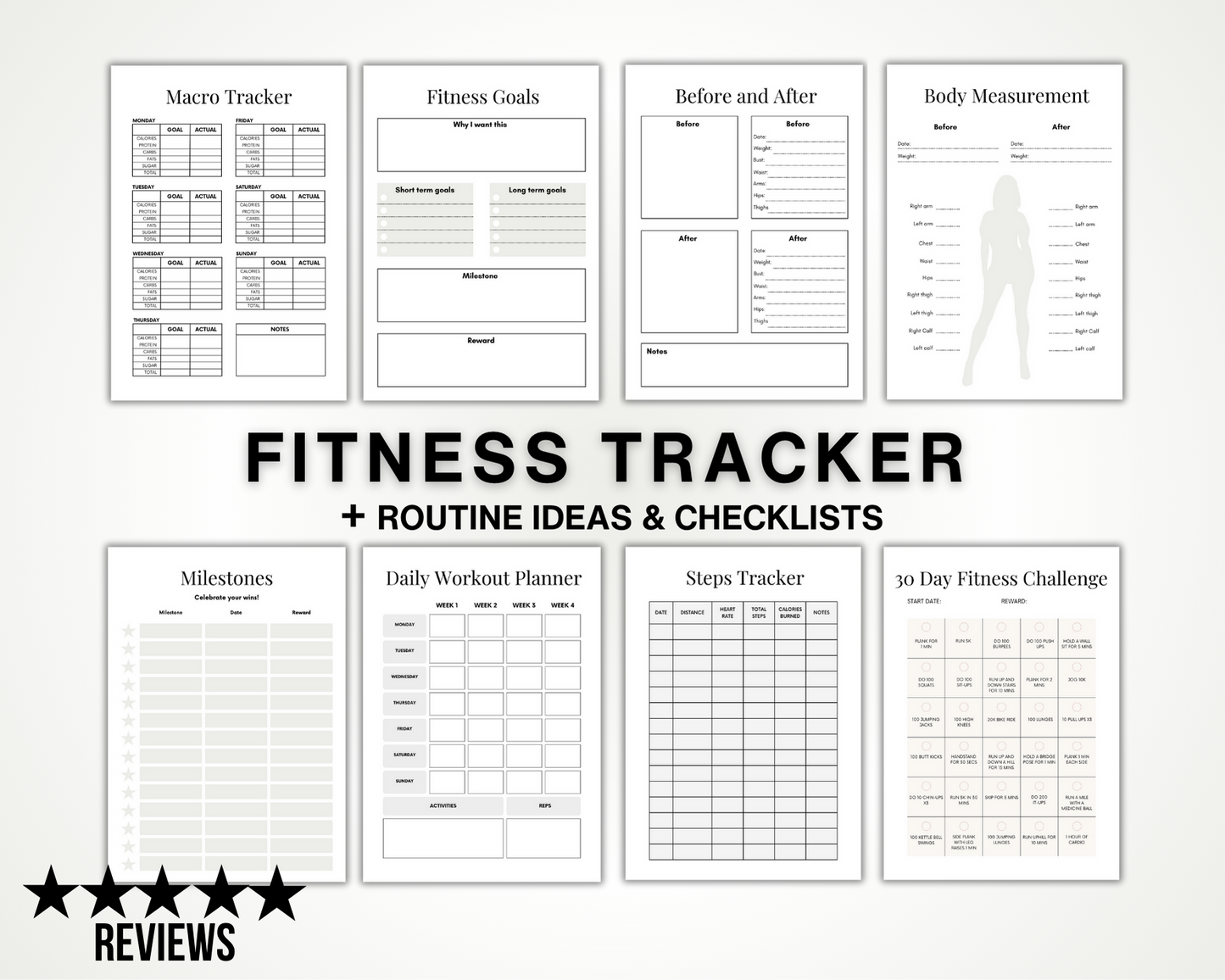 Printable Fitness Planner and Tracker