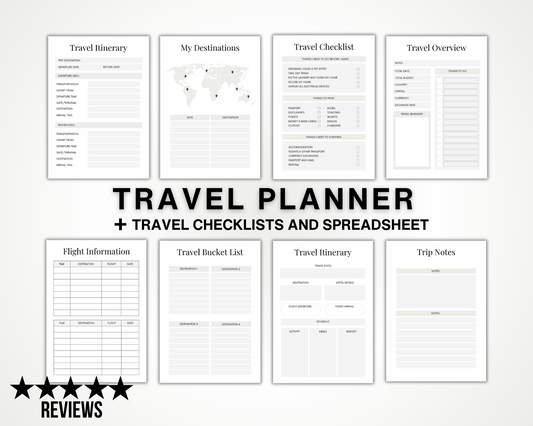 Printable Travel Planner & Travel Organisation Spreadsheets