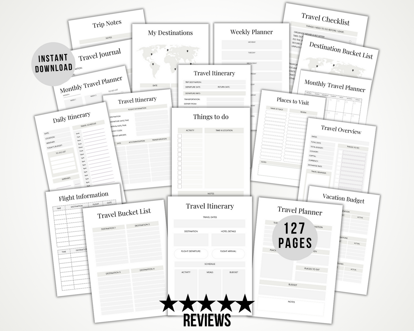 Printable Travel Planner & Travel Organisation Spreadsheets