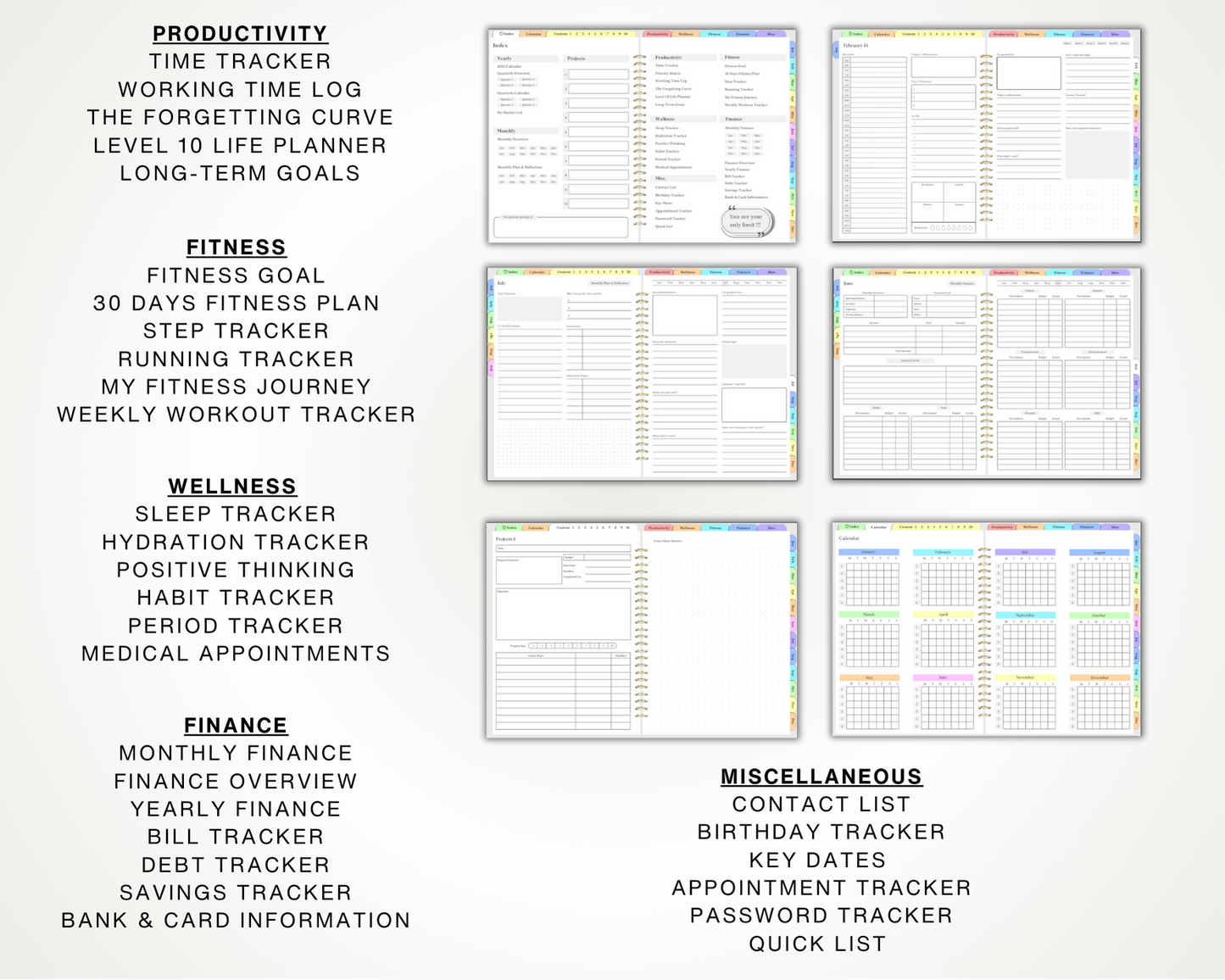 Undated Digital Planner 2024 2025 2026 - Hyperlinked, Pastel