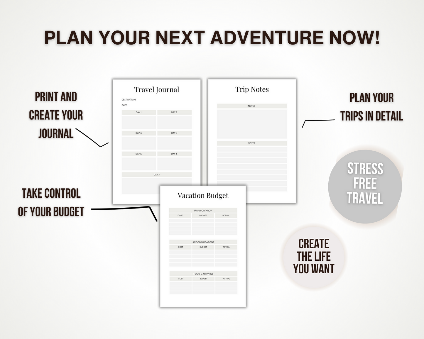 Printable Travel Planner & Travel Organisation Spreadsheets