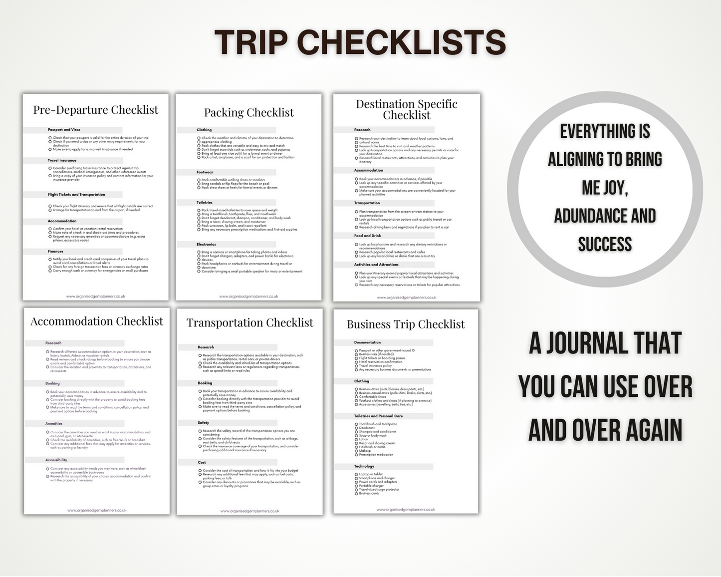 Printable Travel Planner & Travel Organisation Spreadsheets