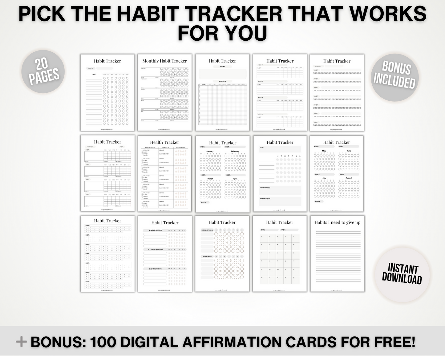 Printable Habit Tracker Bundle