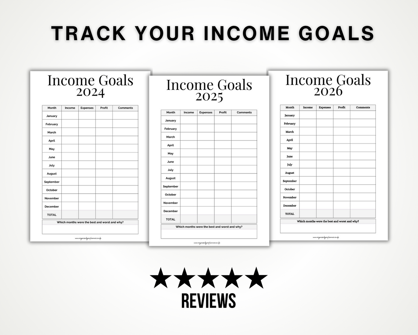 Printable Income Goals Tracker