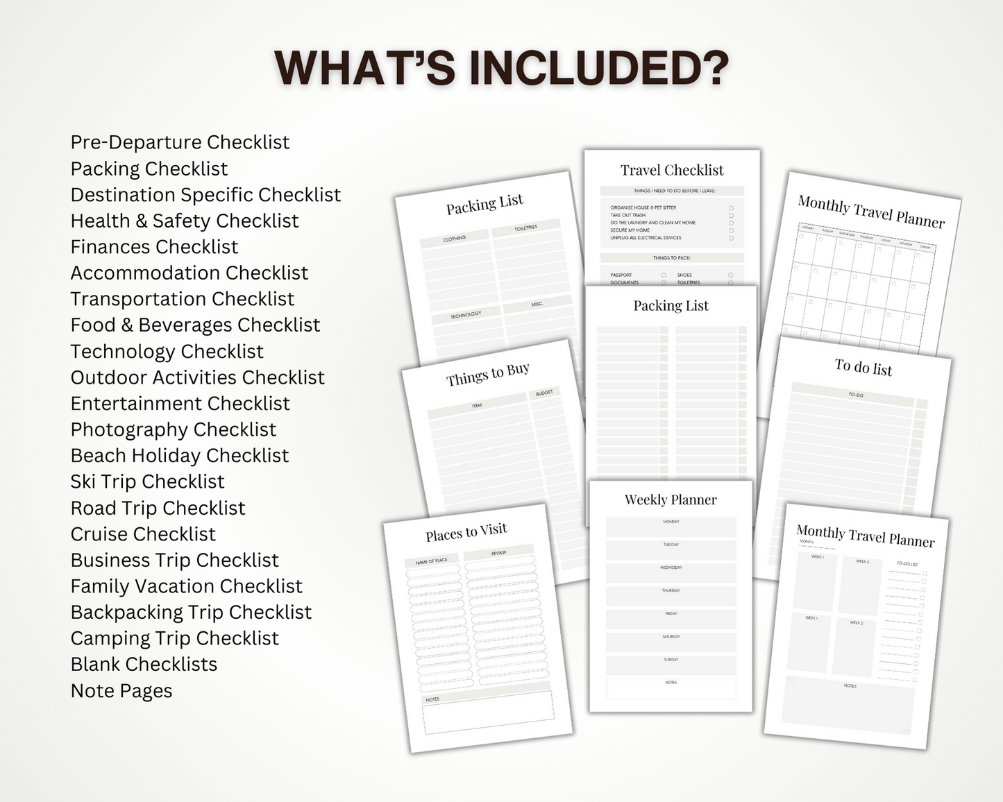 Printable Travel Planner & Travel Organisation Spreadsheets