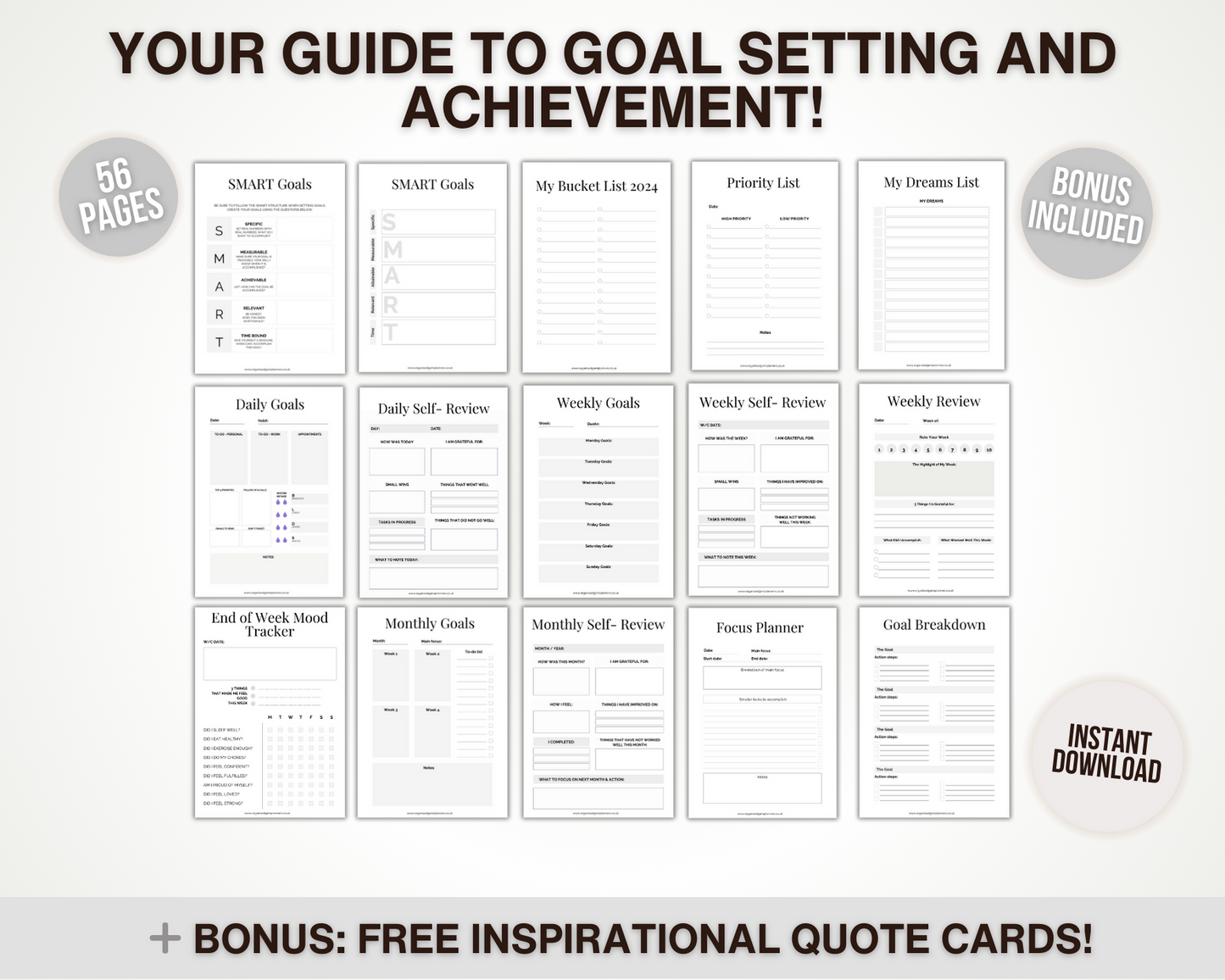 Printable Goal Planner and Tracker