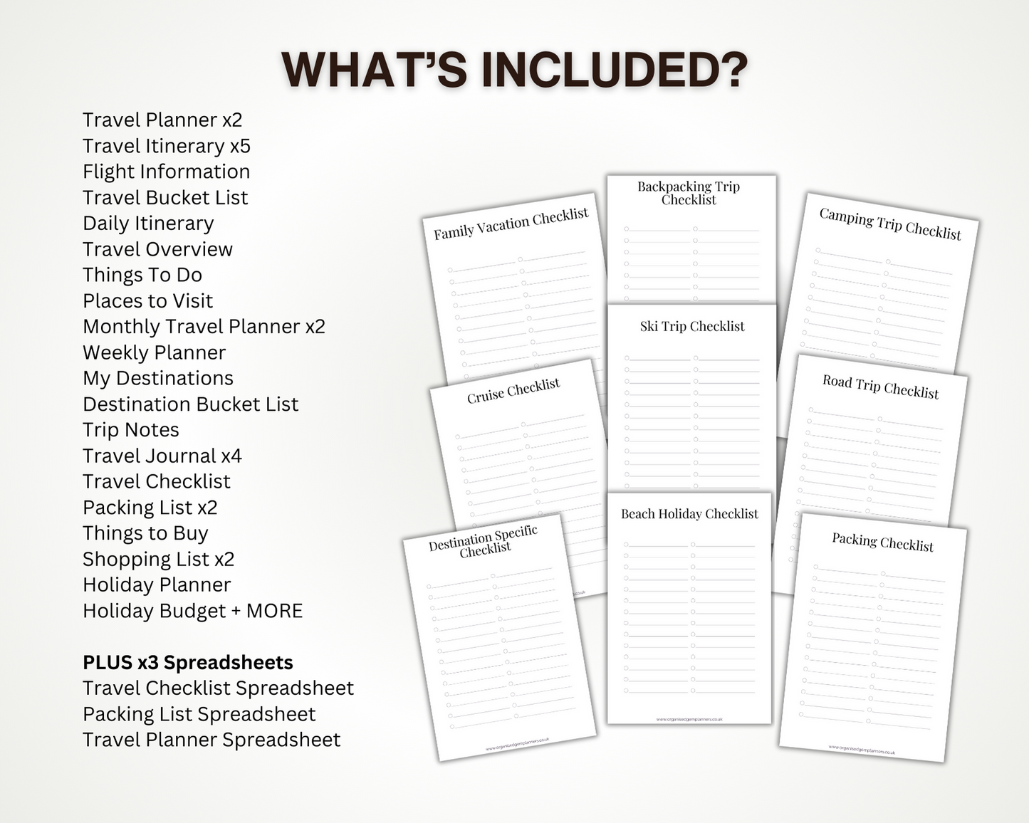 Printable Travel Planner & Travel Organisation Spreadsheets